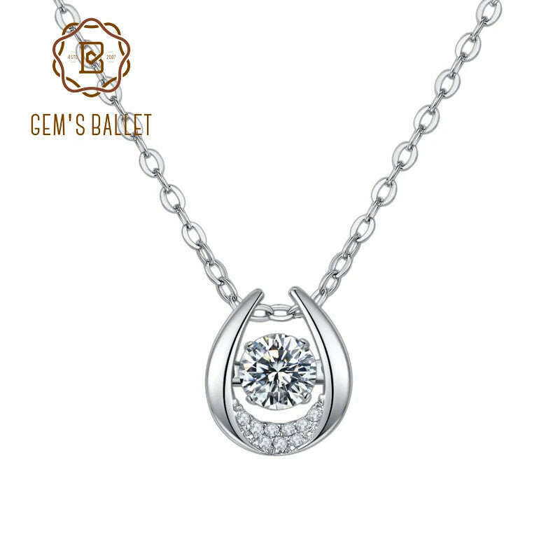 GEM'S BALLET 925 Sterling Silver Twinkle Moissanite Jewelry 5.0mm 0.5Ct Moissanite Diamond Pendant Necklace For Women Wedding - KIMLUD