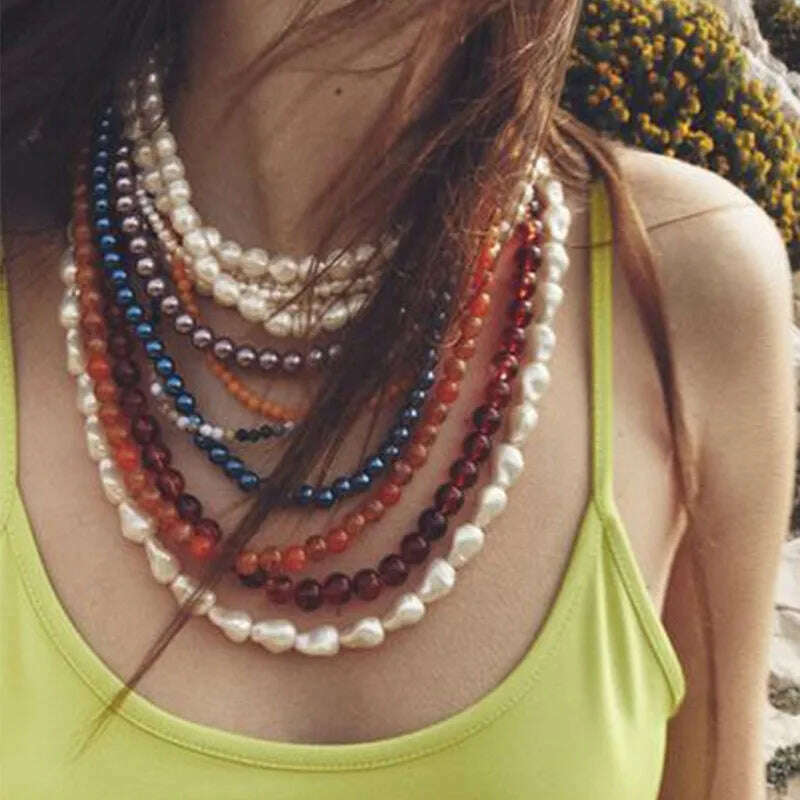 KIMLUD, Girlgo-Multilayer Pearl Necklace, Luxury Jewelry Sets, Sweater Chain, Your Beauty in Various Occasions, Trendy, KIMLUD Womens Clothes