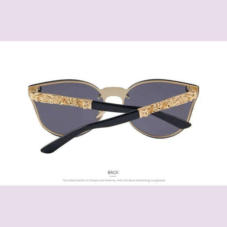 Gothic Skull Sunglasses Women Men Rimless Cat Eye with Skull Head Rhinestone Mirrored Ladies Sun Glasses Punk Metal Shades - KIMLUD