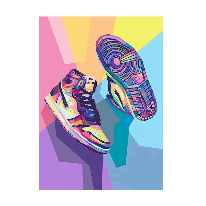 Graffiti Tide Sneakers HD Art Inkjet Canvas Painting Fashion Posters and Prints Street Pop Art Wall Picture for Living Room Home - KIMLUD