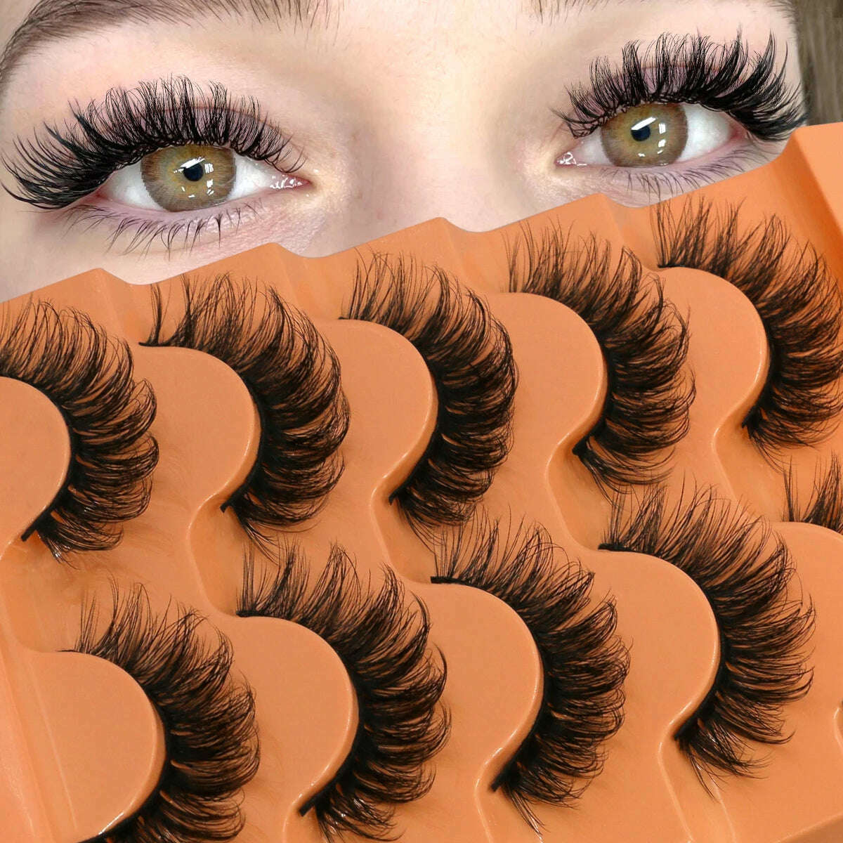 GROINNEYA 5 Pairs Fluffy Eyelashes 8D Volume False Lashes Russian Strip Lashes Extensions Thick Soft Curly Fake Lashes Makeup - KIMLUD