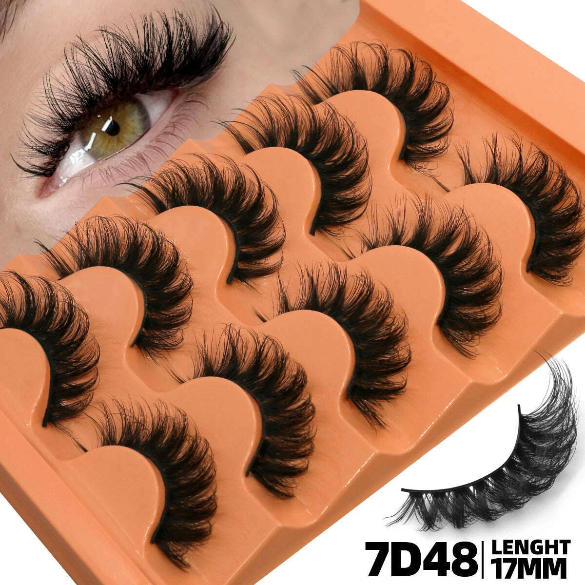 GROINNEYA 5 Pairs Fluffy Eyelashes 8D Volume False Lashes Russian Strip Lashes Extensions Thick Soft Curly Fake Lashes Makeup - KIMLUD