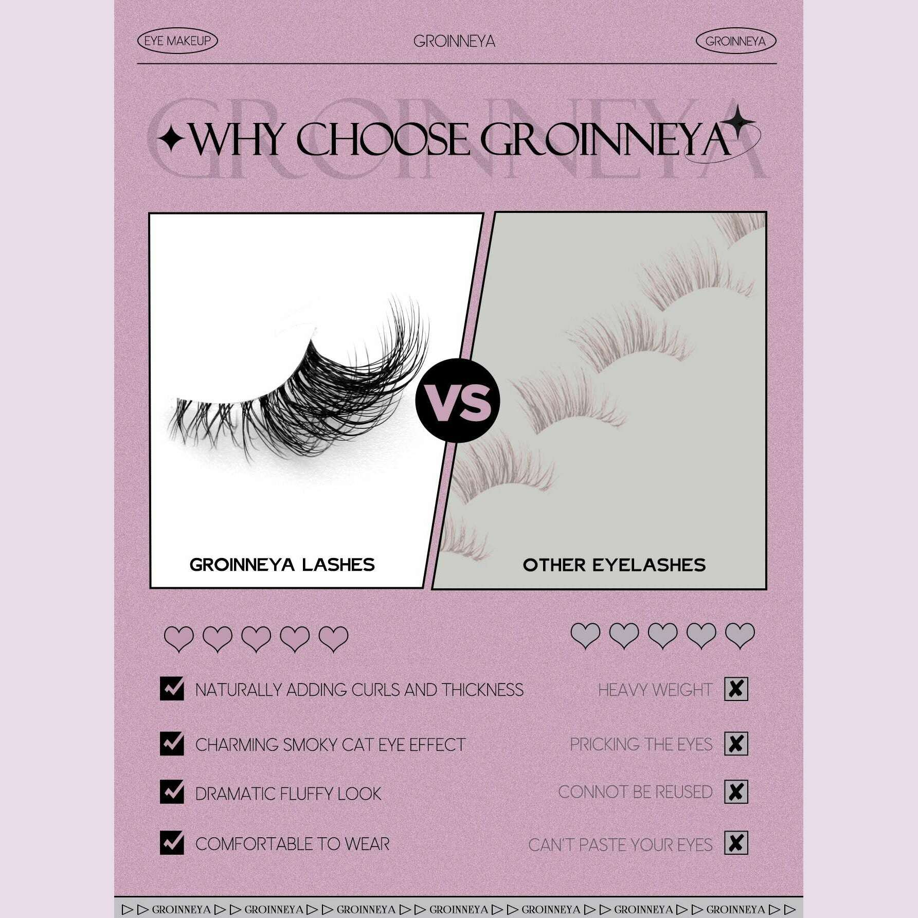 GROINNEYA Half Lashes Half Lashes Soft Natural Clear Band Lashes Natural Look Faux Mink Wispy Mink Eyelashes Extension Makeup - KIMLUD