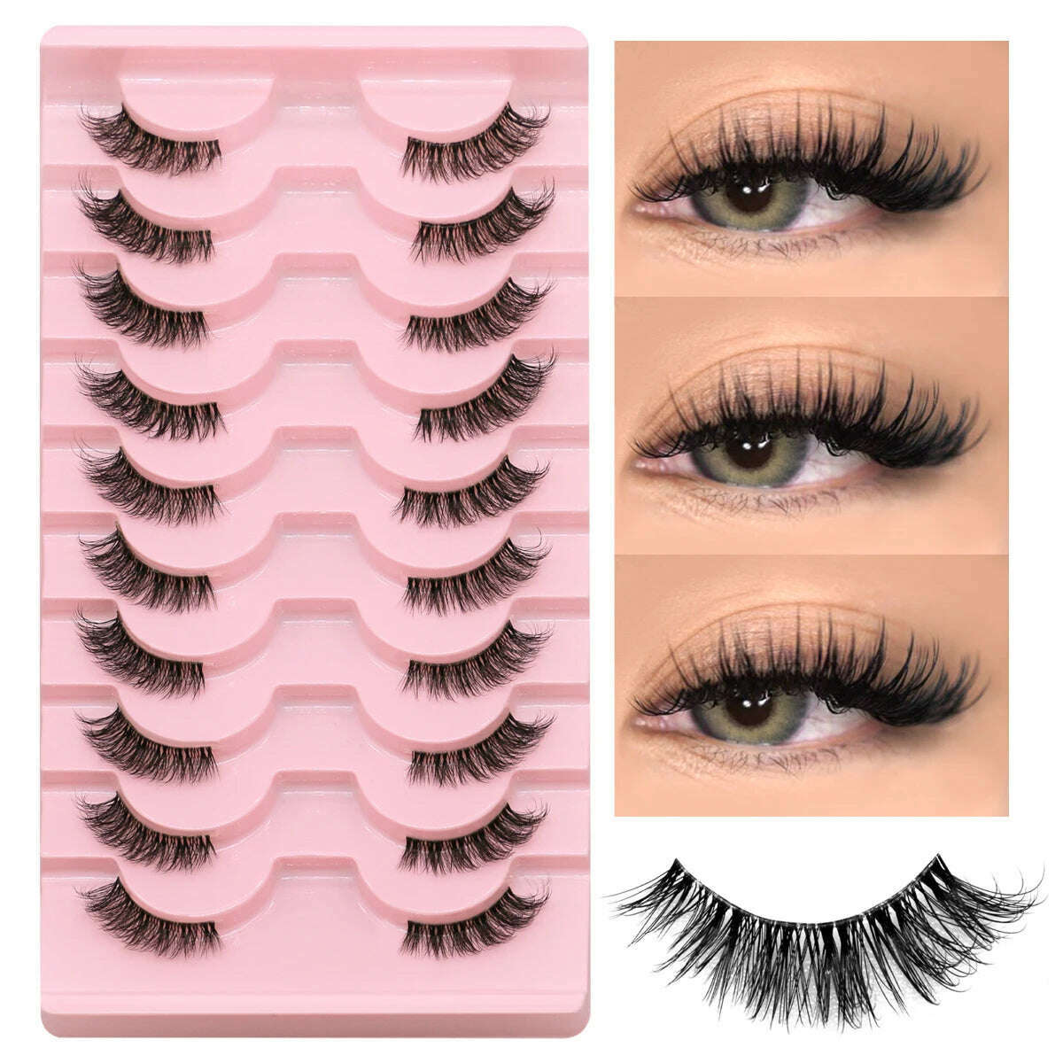 GROINNEYA Half Lashes Half Lashes Soft Natural Clear Band Lashes Natural Look Faux Mink Wispy Mink Eyelashes Extension Makeup - KIMLUD