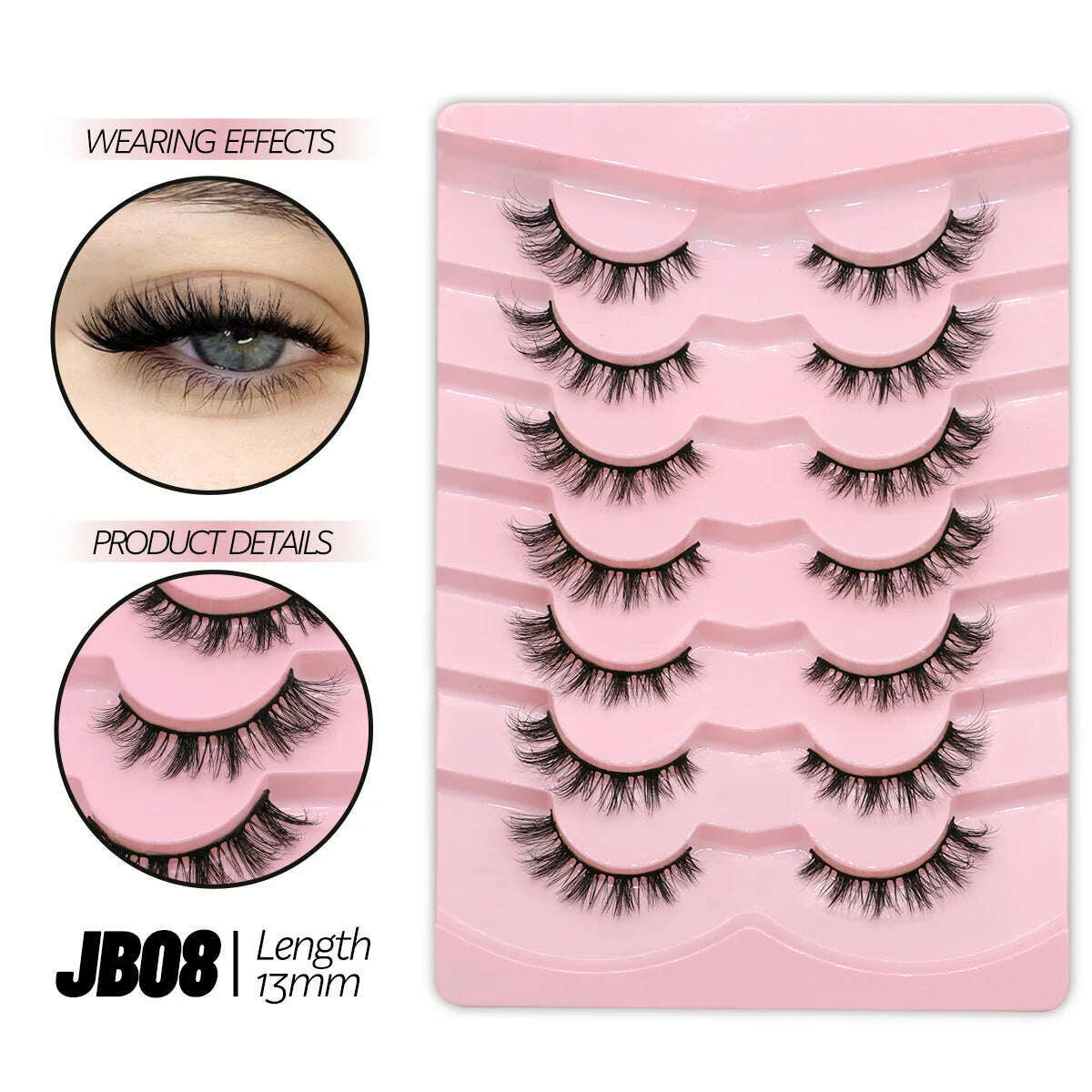 GROINNEYA Half Lashes Half Lashes Soft Natural Clear Band Lashes Natural Look Faux Mink Wispy Mink Eyelashes Extension Makeup - KIMLUD