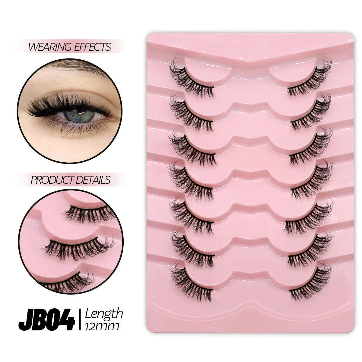 GROINNEYA Half Lashes Half Lashes Soft Natural Clear Band Lashes Natural Look Faux Mink Wispy Mink Eyelashes Extension Makeup - KIMLUD