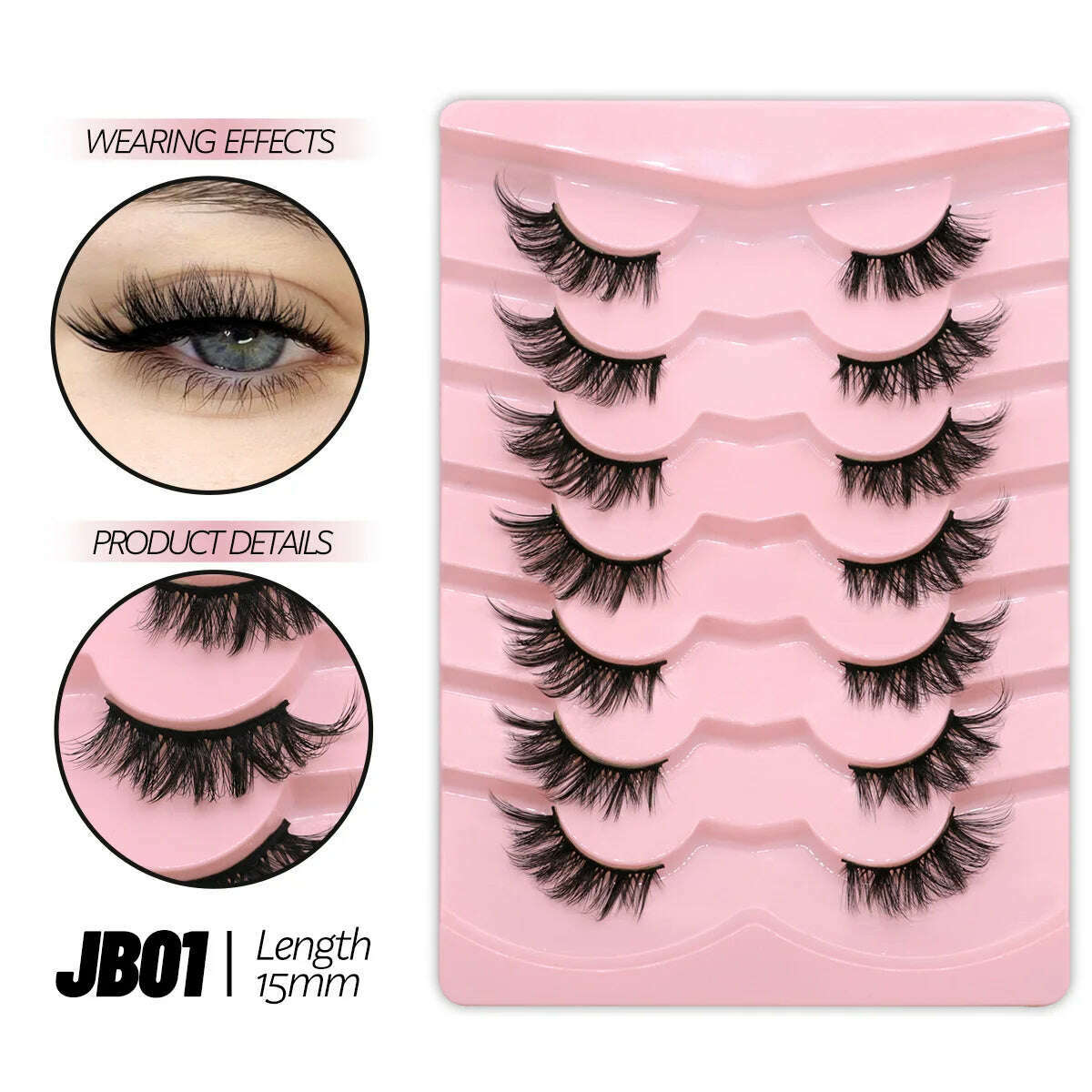 GROINNEYA Half Lashes Half Lashes Soft Natural Clear Band Lashes Natural Look Faux Mink Wispy Mink Eyelashes Extension Makeup - KIMLUD