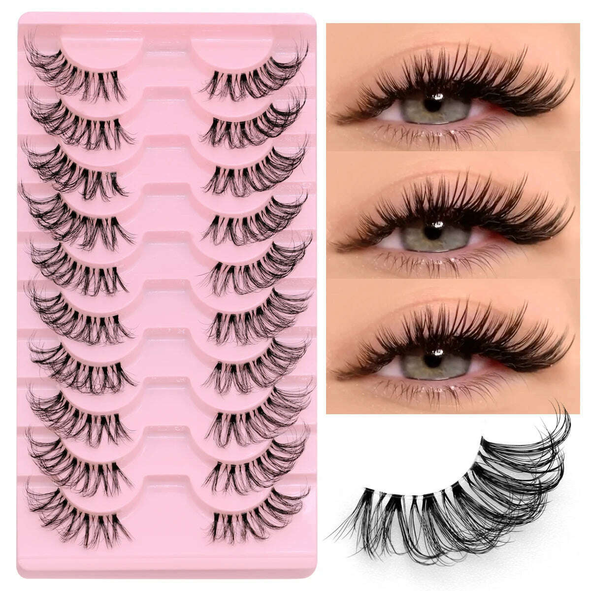 GROINNEYA Half Lashes Half Lashes Soft Natural Clear Band Lashes Natural Look Faux Mink Wispy Mink Eyelashes Extension Makeup - KIMLUD