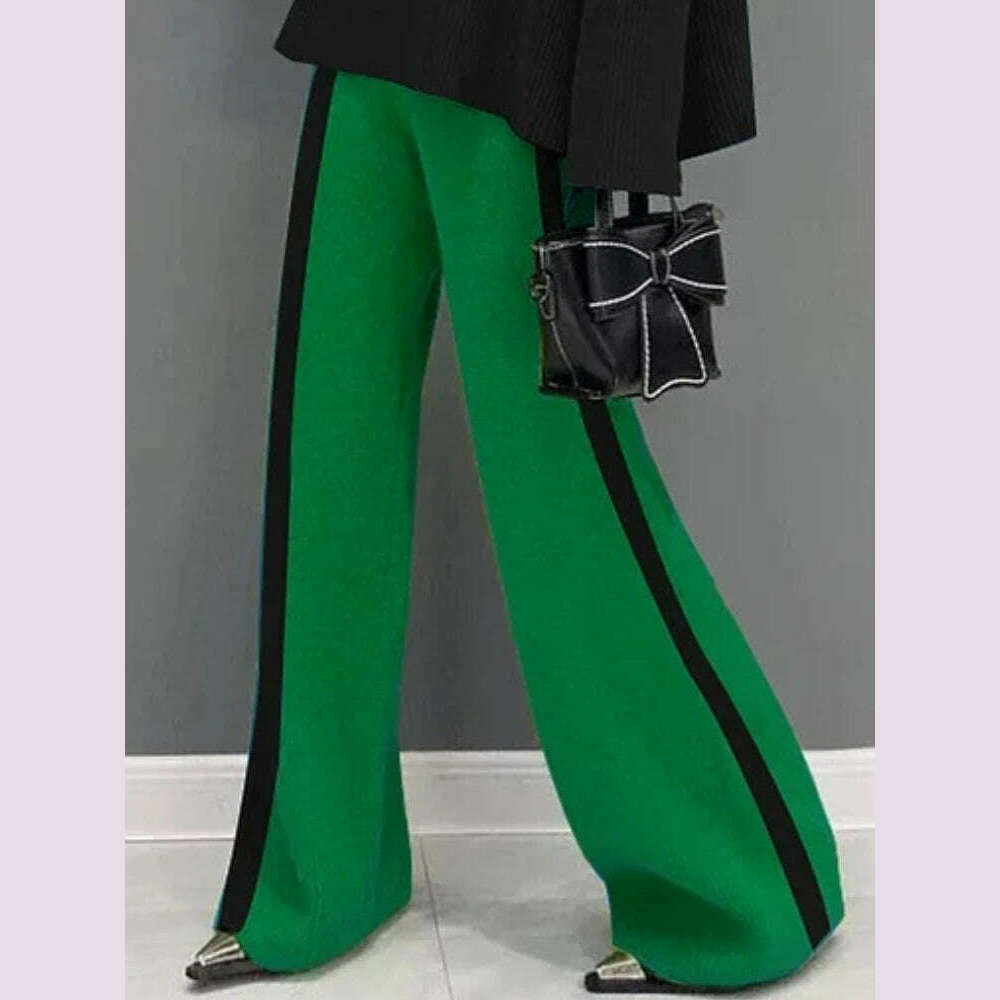 Gymystars Women's Suits Autumn Pants Sets New Casual Elegant Contrast Color Sweater Tops Loose Office Female Pullovers&Trousers - KIMLUD