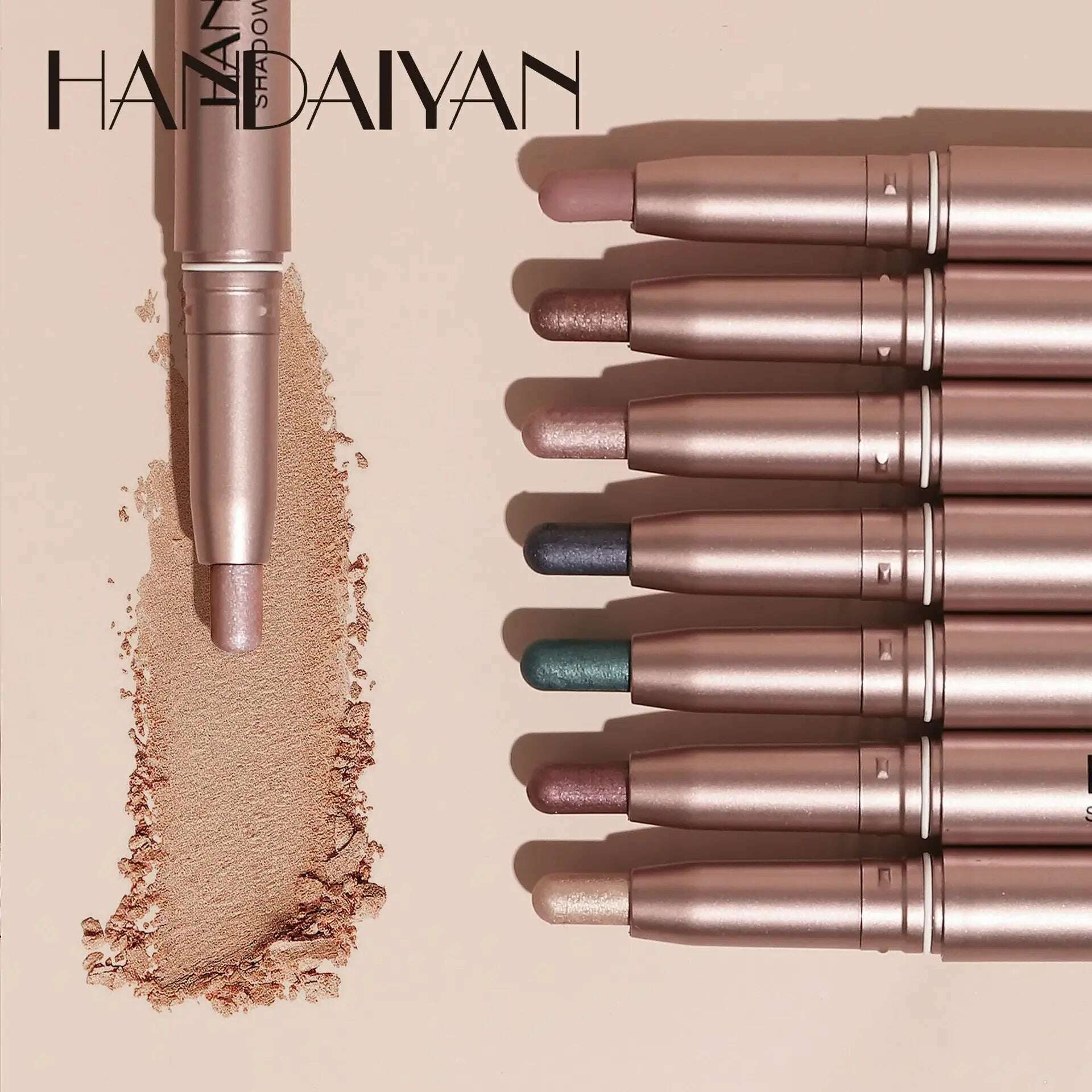 HANDAIYAN 12 Color Double Head Eye Shadow Stick Glitter Shimmer Matte EyeShadow Waterproof Lasting New Popular High Gloss Makeup - KIMLUD