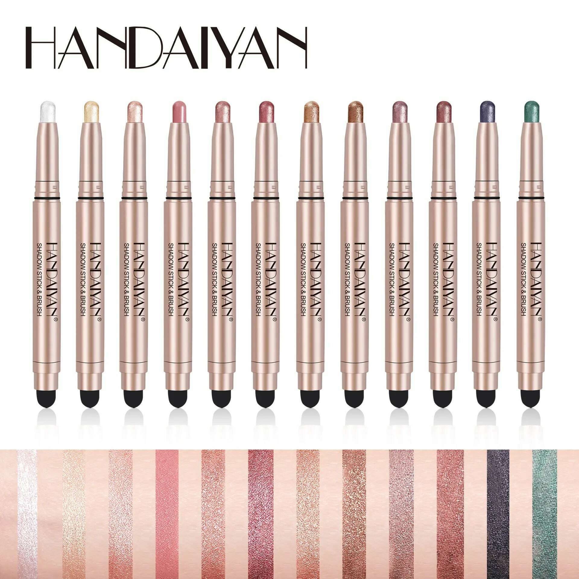HANDAIYAN 12 Color Double Head Eye Shadow Stick Glitter Shimmer Matte EyeShadow Waterproof Lasting New Popular High Gloss Makeup - KIMLUD