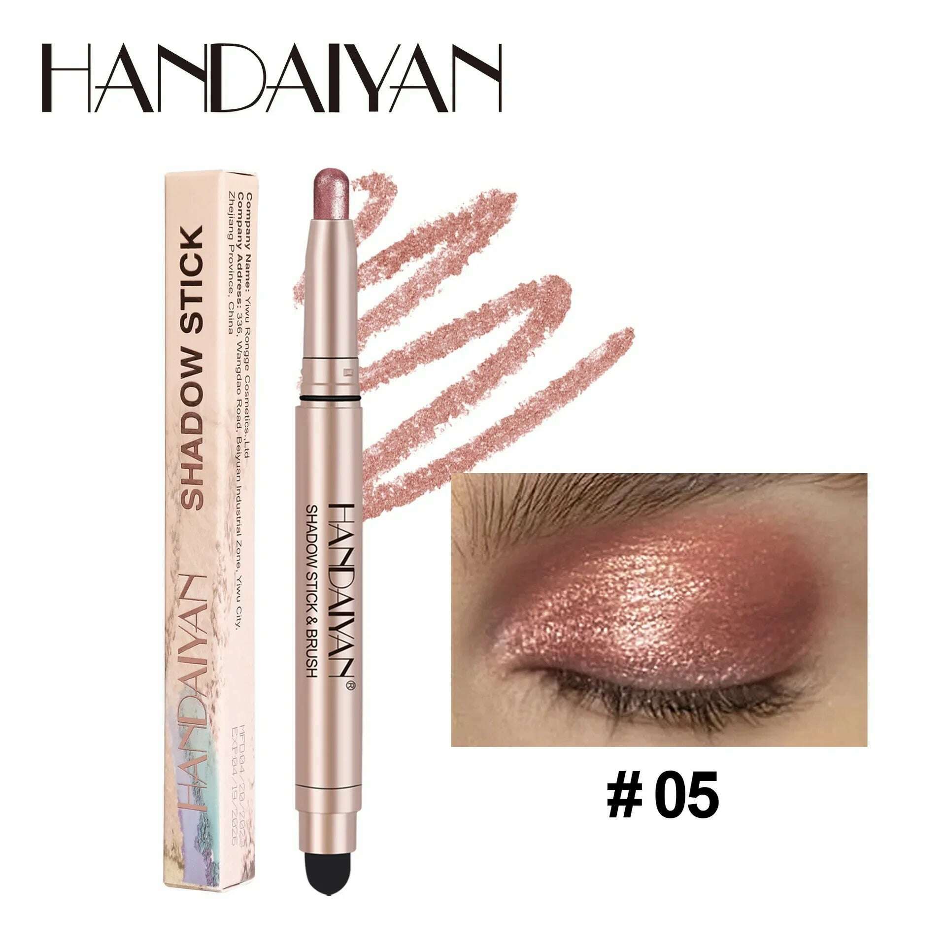 HANDAIYAN 12 Color Double Head Eye Shadow Stick Glitter Shimmer Matte EyeShadow Waterproof Lasting New Popular High Gloss Makeup - KIMLUD