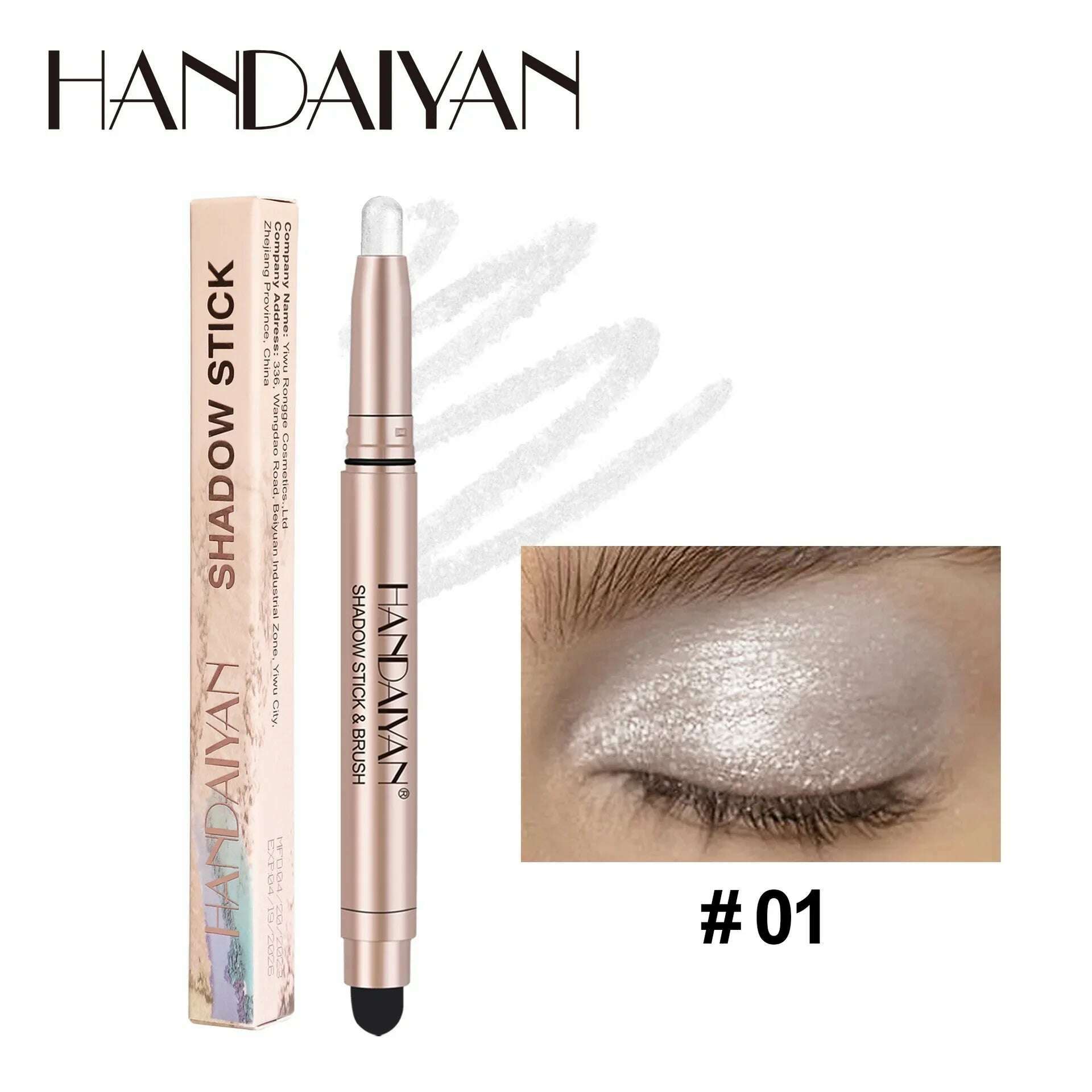 HANDAIYAN 12 Color Double Head Eye Shadow Stick Glitter Shimmer Matte EyeShadow Waterproof Lasting New Popular High Gloss Makeup - KIMLUD