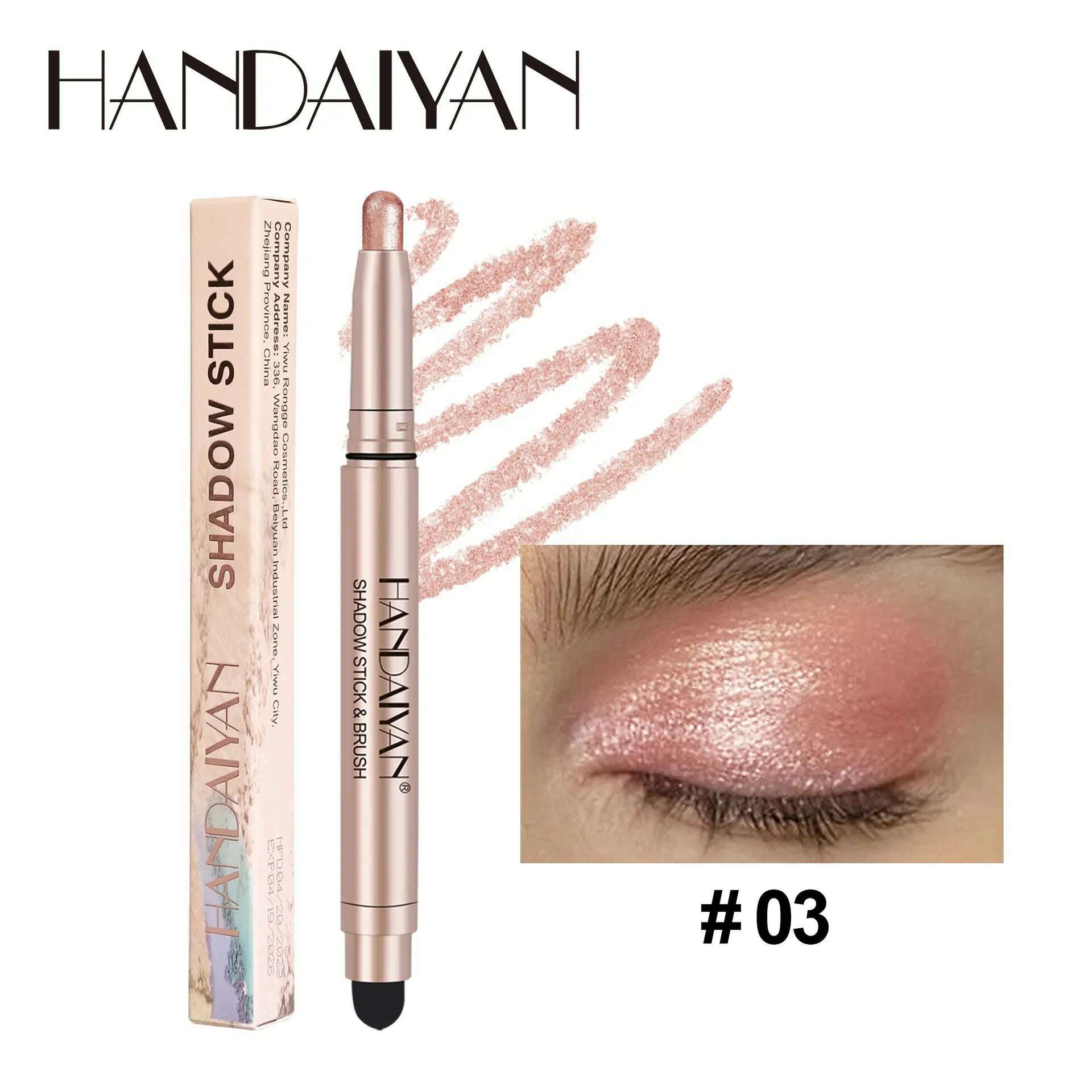 HANDAIYAN 12 Color Double Head Eye Shadow Stick Glitter Shimmer Matte EyeShadow Waterproof Lasting New Popular High Gloss Makeup - KIMLUD