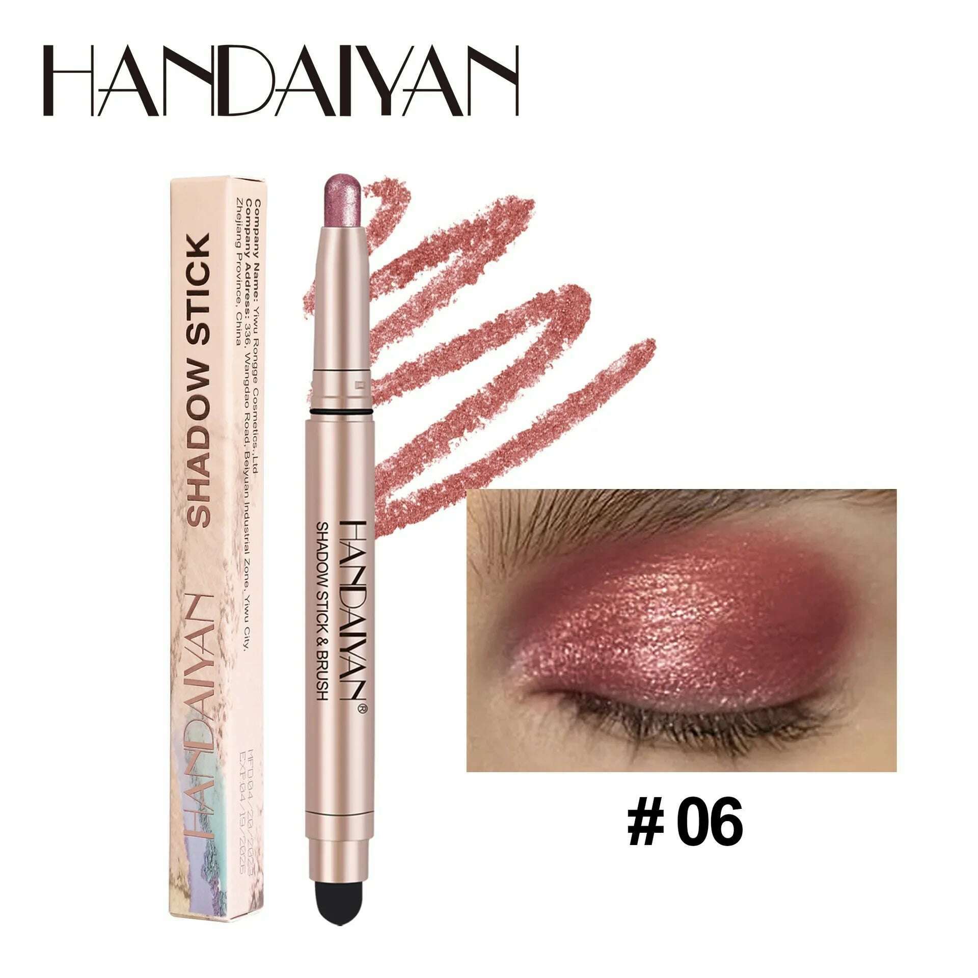 HANDAIYAN 12 Color Double Head Eye Shadow Stick Glitter Shimmer Matte EyeShadow Waterproof Lasting New Popular High Gloss Makeup - KIMLUD