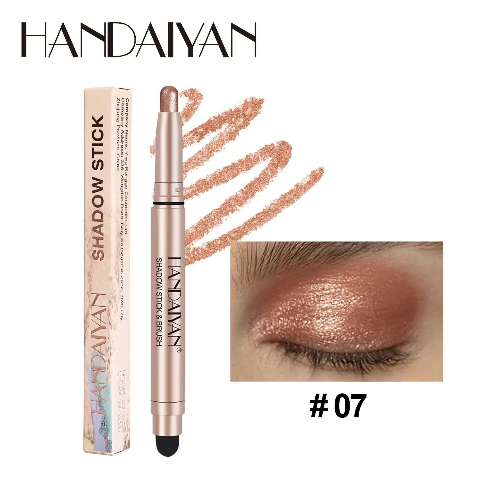 HANDAIYAN 12 Color Double Head Eye Shadow Stick Glitter Shimmer Matte EyeShadow Waterproof Lasting New Popular High Gloss Makeup - KIMLUD