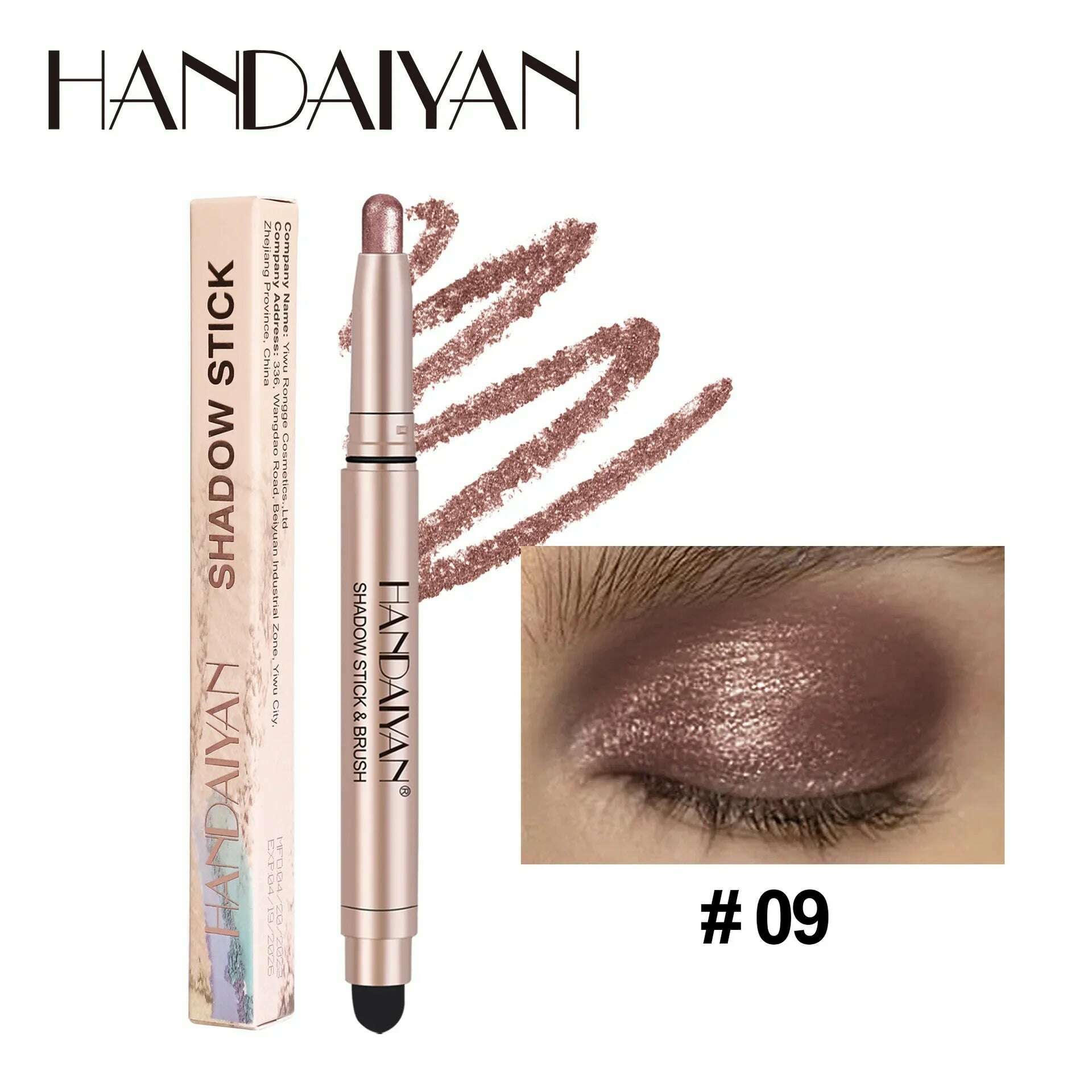 HANDAIYAN 12 Color Double Head Eye Shadow Stick Glitter Shimmer Matte EyeShadow Waterproof Lasting New Popular High Gloss Makeup - KIMLUD
