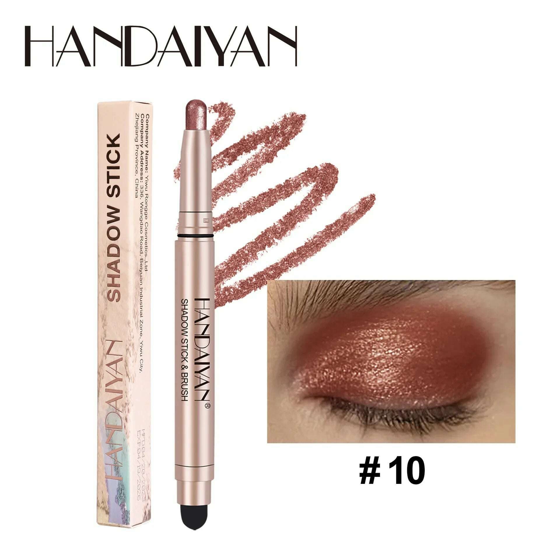 HANDAIYAN 12 Color Double Head Eye Shadow Stick Glitter Shimmer Matte EyeShadow Waterproof Lasting New Popular High Gloss Makeup - KIMLUD
