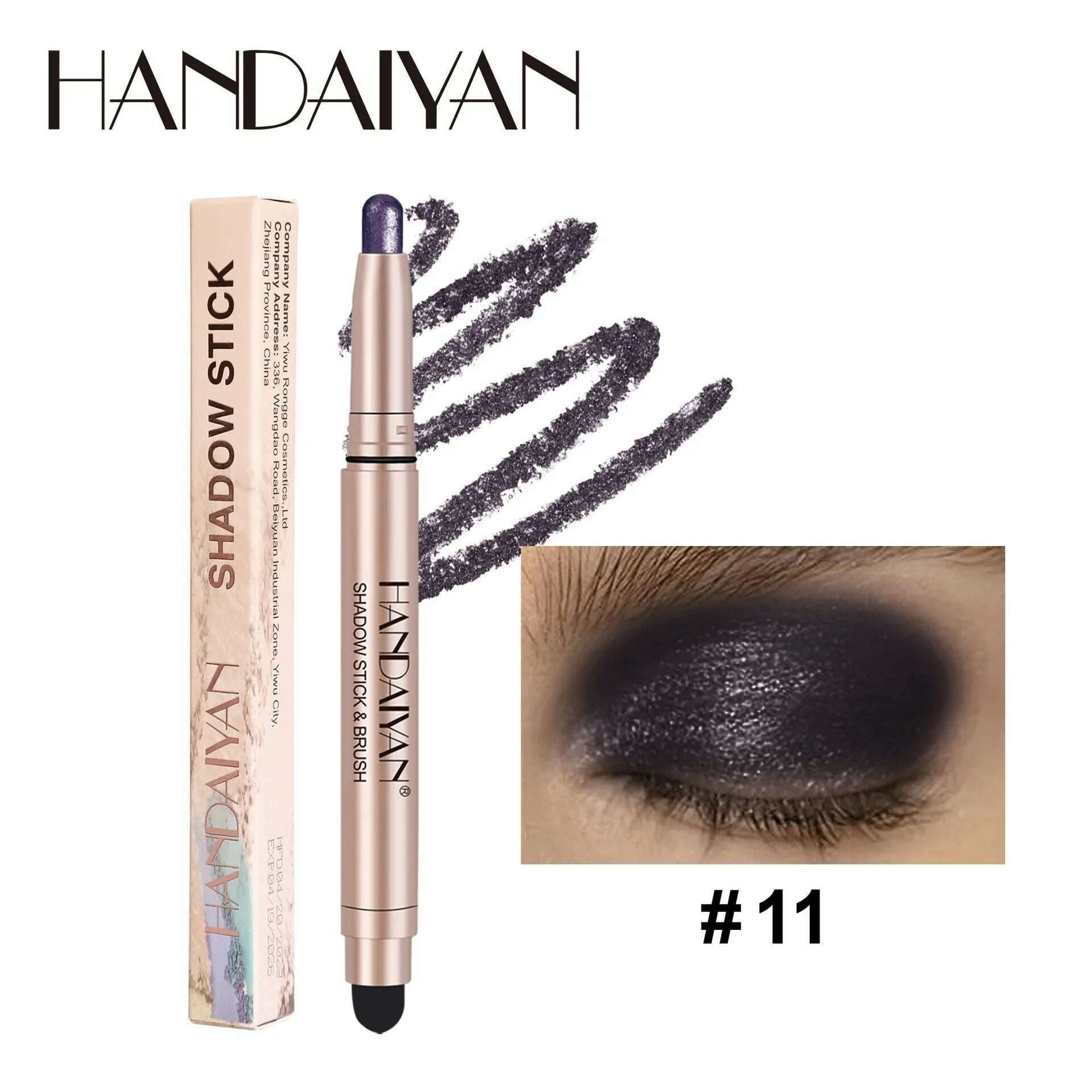 HANDAIYAN 12 Color Double Head Eye Shadow Stick Glitter Shimmer Matte EyeShadow Waterproof Lasting New Popular High Gloss Makeup - KIMLUD
