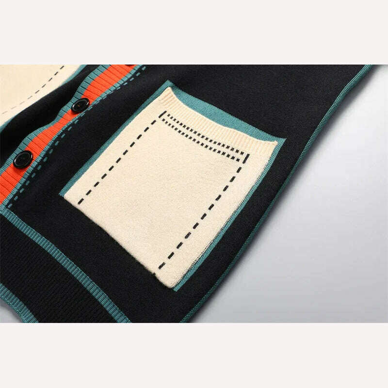 High Quality Contrasting Colors Line Decoration Knitting Cardigan Man Long Sleeve Slim Fit Sweater Cardigan Male Garment Coat - KIMLUD