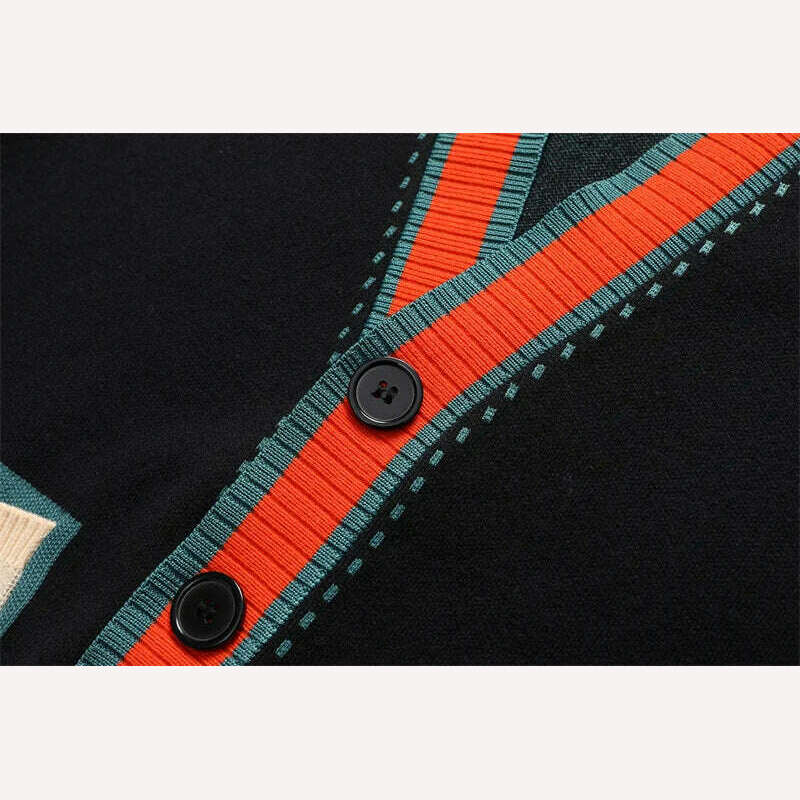 High Quality Contrasting Colors Line Decoration Knitting Cardigan Man Long Sleeve Slim Fit Sweater Cardigan Male Garment Coat - KIMLUD