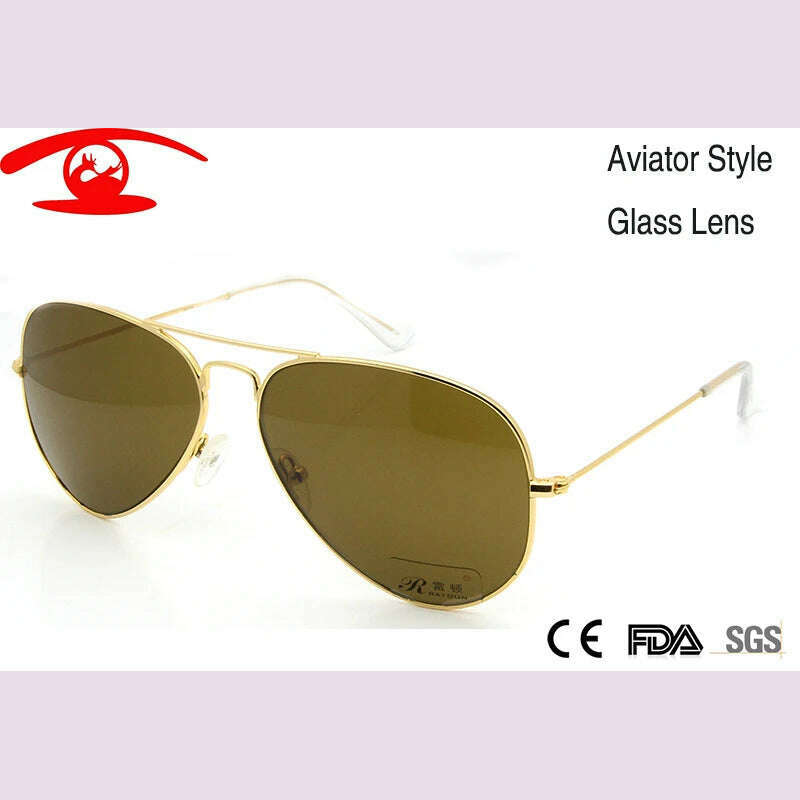 High Quality Glass Sunglasses Lens Vintage Sunglasses Men Women Gold Reflective Sunglasses UV400 Sun Glasses 55MM 58MM 2 Size - KIMLUD