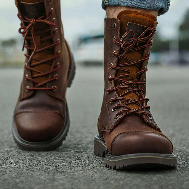 Hiking shoes Men Hunting Boots Tactical shoes Desert Combat Ankle Waterproof sneakers Leather Snow walking high-top Women&#39;s shoe - KIMLUD