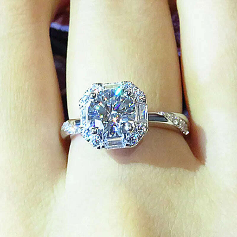 Huitan Modern Design 2022 New Ring for Women Brilliant Cubic Zirconia Creative Wedding Bands Accessories Female Fashion Jewelry - KIMLUD
