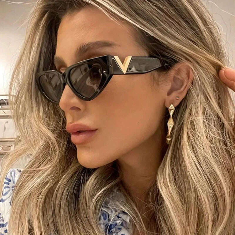 INS Cat Eye Sunglasses Women 2024 Fashion Triangle Vintage Sun Glasses Female Brand Designer Retro Glasses Shades Oculos De Sol - KIMLUD