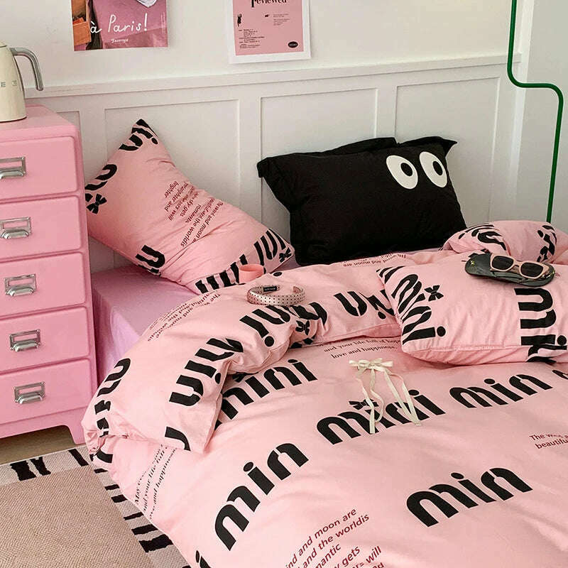 Ins Green Grid Bedding Set Bed Linen Nordic Lattice Duvet Cover For Adults Boys Bedspread Flat Sheet Simple Single Quilt Cover - KIMLUD