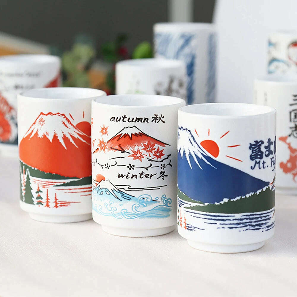 KIMLUD, Japanese Impression Ceramic Mugs 300ml Tea Wine Sushi Sake Cup Funny Family Restaurant Decoration Travel Gift for Friends, KIMLUD Womens Clothes