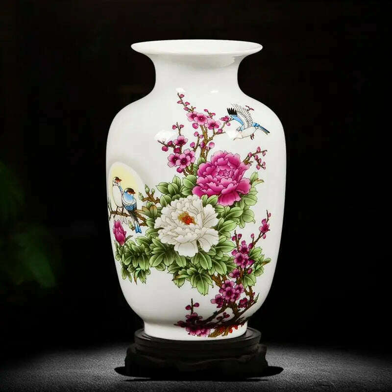 KIMLUD, Jingdezhen Ceramic Vases Pottery Decoration Living Room Flower Arrangement Modern Home Simple TV Cabinet  Ceramic Gift, KIMLUD Womens Clothes