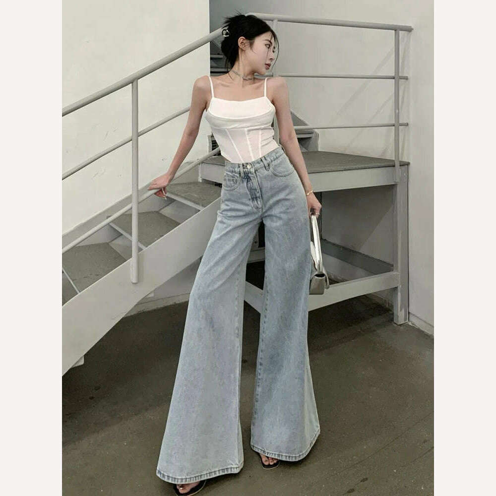 Jmprs Loose Women Jeans High Waist Korean Causal Ladies Wide Leg Denim Pants Fashion Simple Female Baggy Trousers - KIMLUD