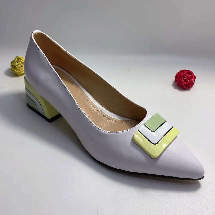 【JOCHEBED HU】Summer Genuine Leather Chunky Sandals Sexy Women High Heels Shoes New Brand Party Designer Slingback Slippers Pumps - KIMLUD
