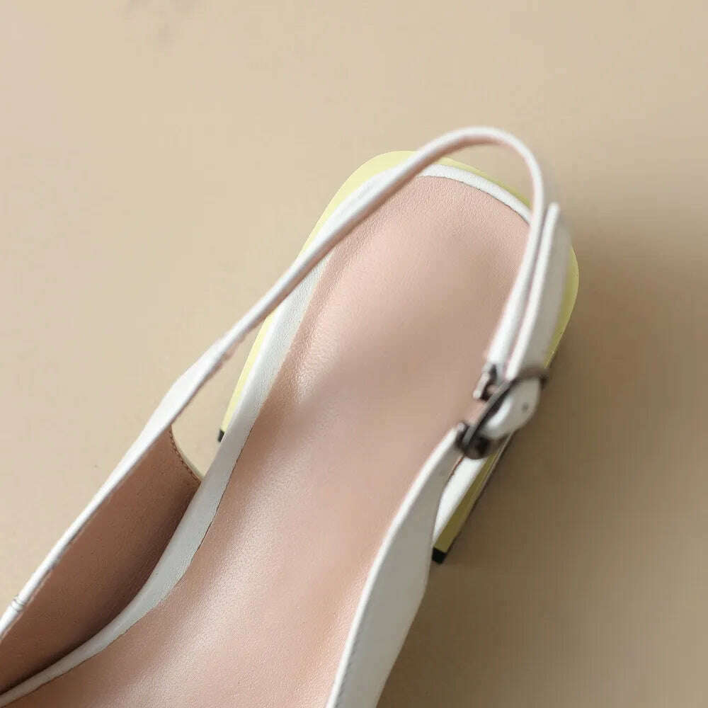 【JOCHEBED HU】Summer Genuine Leather Chunky Sandals Sexy Women High Heels Shoes New Brand Party Designer Slingback Slippers Pumps - KIMLUD