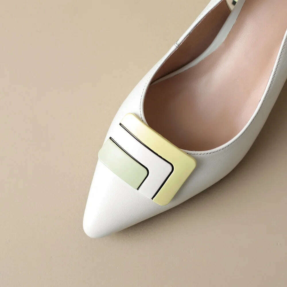 【JOCHEBED HU】Summer Genuine Leather Chunky Sandals Sexy Women High Heels Shoes New Brand Party Designer Slingback Slippers Pumps - KIMLUD