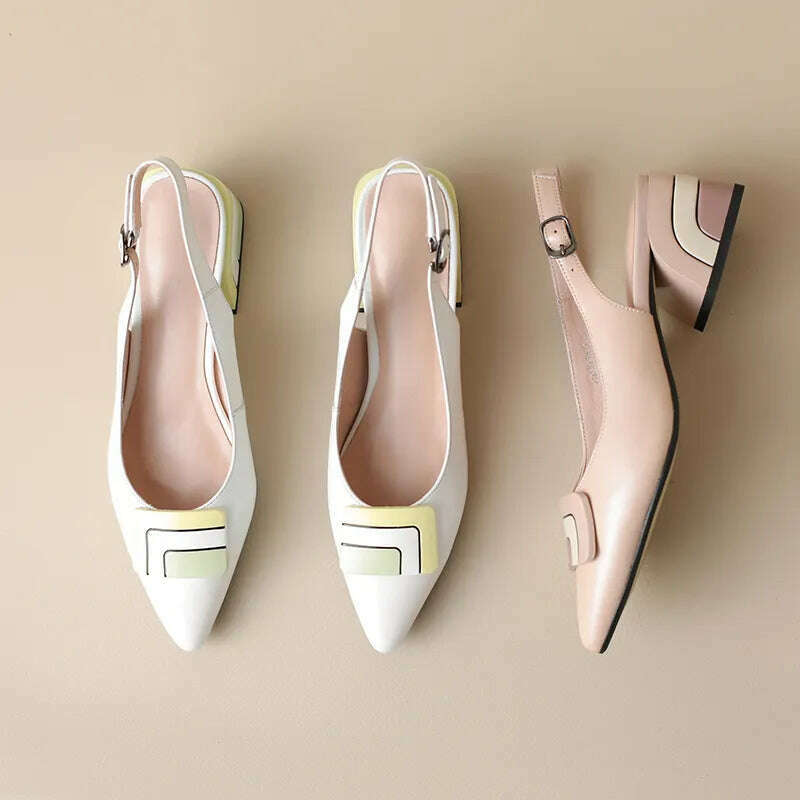 【JOCHEBED HU】Summer Genuine Leather Chunky Sandals Sexy Women High Heels Shoes New Brand Party Designer Slingback Slippers Pumps - KIMLUD