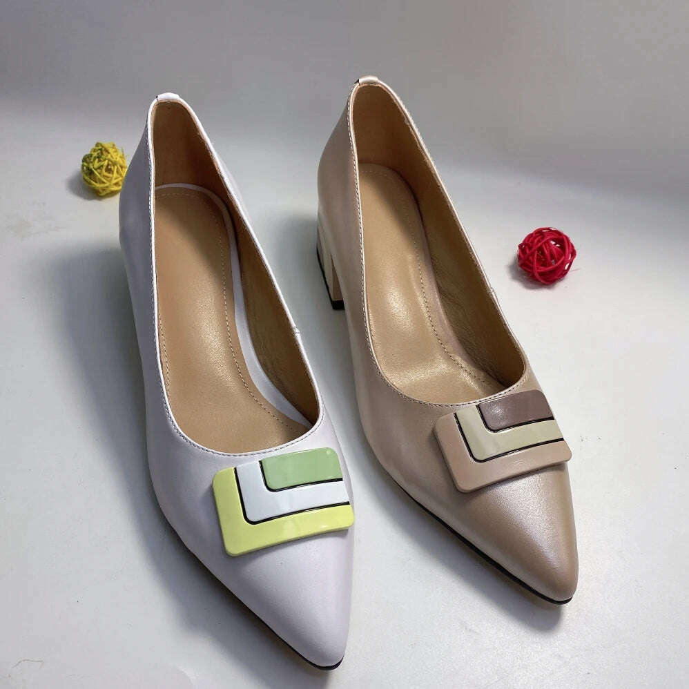 【JOCHEBED HU】Summer Genuine Leather Chunky Sandals Sexy Women High Heels Shoes New Brand Party Designer Slingback Slippers Pumps - KIMLUD