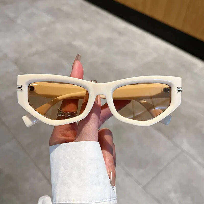 KAMMPT Vintage Cat Eye Sunglasses Men Women New in Fashion Irregular Gradient Eyewear Shades Luxury Brand Designer Sun Glasses - KIMLUD