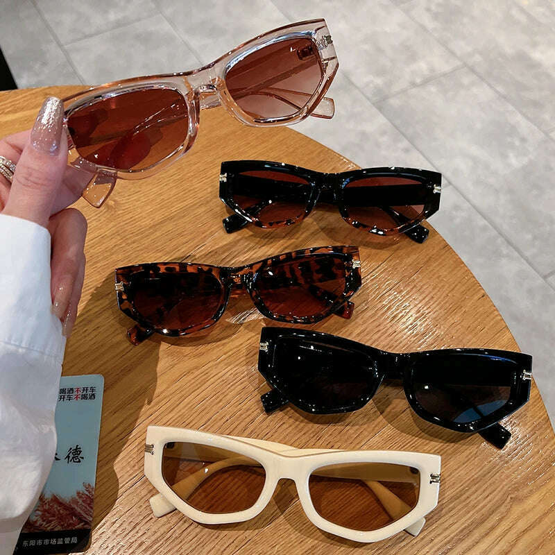 KAMMPT Vintage Cat Eye Sunglasses Men Women New in Fashion Irregular Gradient Eyewear Shades Luxury Brand Designer Sun Glasses - KIMLUD