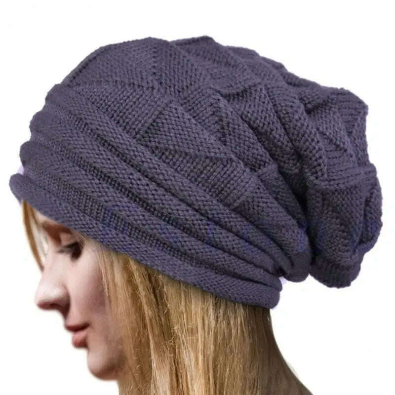Knitted Baggy Beanie Oversized Winter Hat Ski Slouchy Cap Skullies Beanies Women Men Winter Wool Warm Cap Beanies Unisex - KIMLUD