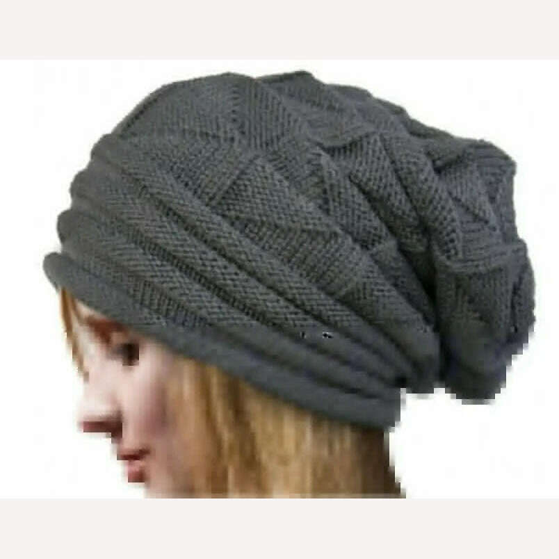 Knitted Baggy Beanie Oversized Winter Hat Ski Slouchy Cap Skullies Beanies Women Men Winter Wool Warm Cap Beanies Unisex - KIMLUD