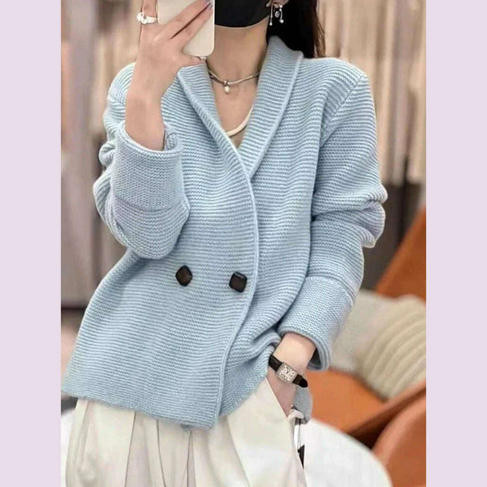 Korean Sweater Jackets Women Clothing Double-breasted Temperament Sueter Mujer Loose Casual Knitted Cardigan Tops Pull Femme - KIMLUD