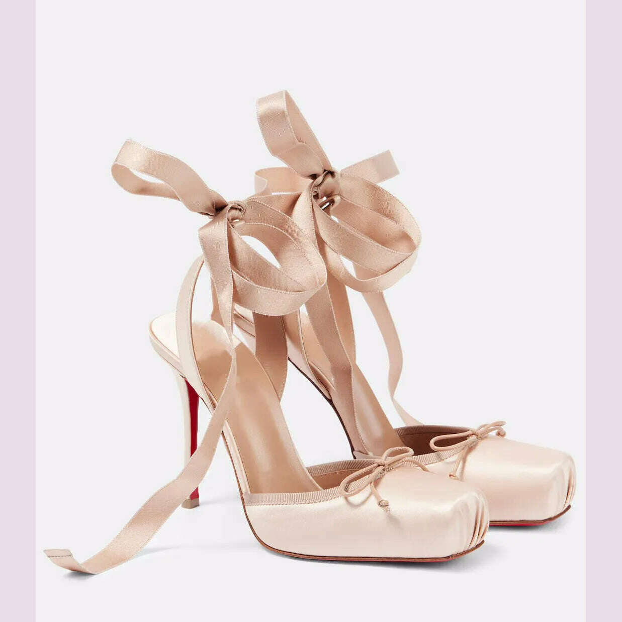KIMLUD, Ladies' New Summer Square Satin High-heeled Sandals with Ankle Straps, Fashionable Party and Banquet Ballet High-heeled Shoes, KIMLUD Womens Clothes