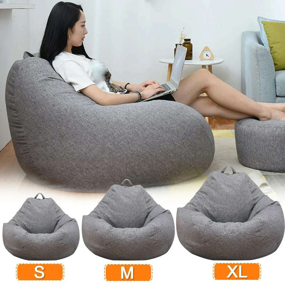 Large Small Lazy Sofas Cover Chairs Without Filler Linen Cloth Lounger Seat Bean Bag Pouf Puff Couch Tatami Living Room - KIMLUD
