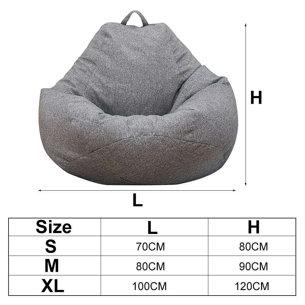 Large Small Lazy Sofas Cover Chairs Without Filler Linen Cloth Lounger Seat Bean Bag Pouf Puff Couch Tatami Living Room - KIMLUD