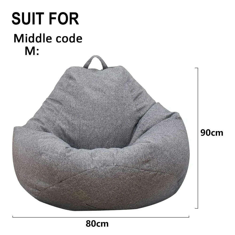 Large Small Lazy Sofas Cover Chairs Without Filler Linen Cloth Lounger Seat Bean Bag Pouf Puff Couch Tatami Living Room - KIMLUD