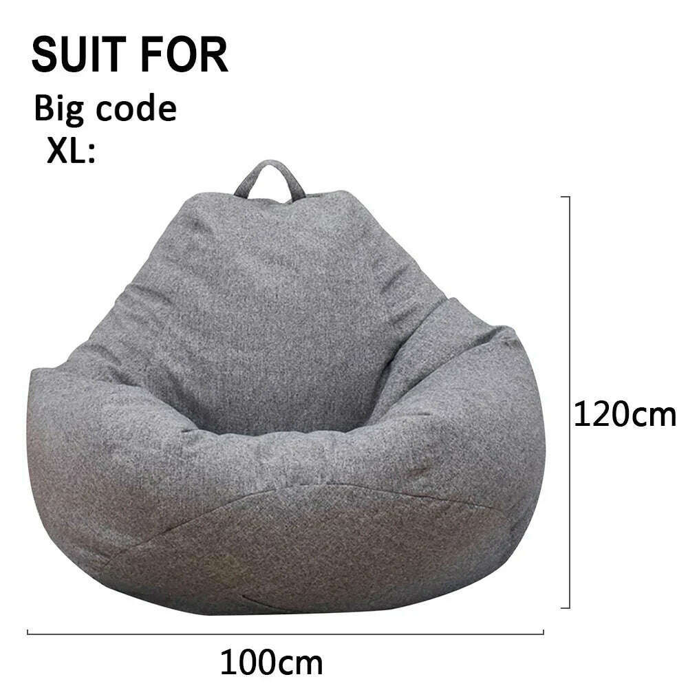 Large Small Lazy Sofas Cover Chairs Without Filler Linen Cloth Lounger Seat Bean Bag Pouf Puff Couch Tatami Living Room - KIMLUD
