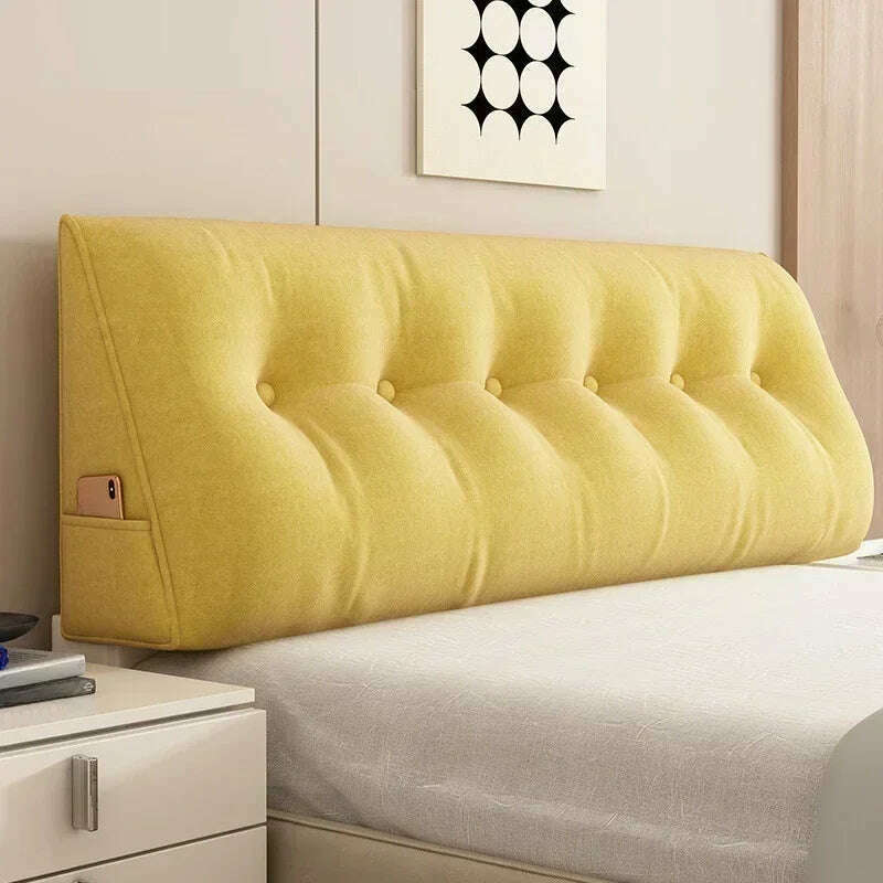 KIMLUD, Large Triangular Pillow Bed Wedge Bed Rest Reading Pillow Backrest Positioning Support Bolster Cushion with Removable Cover, Yellow / 100x50x20cm, KIMLUD APPAREL - Womens Clothes