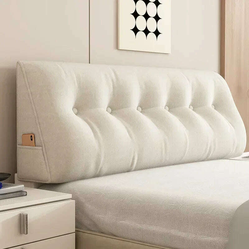 KIMLUD, Large Triangular Pillow Bed Wedge Bed Rest Reading Pillow Backrest Positioning Support Bolster Cushion with Removable Cover, Cream white / 100x50x20cm, KIMLUD APPAREL - Womens Clothes